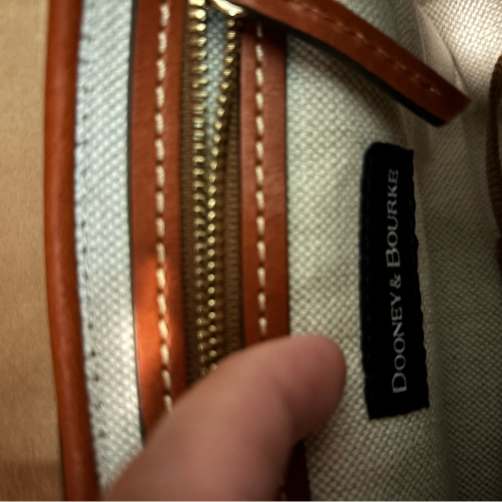 Dooney & Bourke Brown and Taupe Leather Crossbody with Gold-Tone Turnlock - Picture 6 of 6